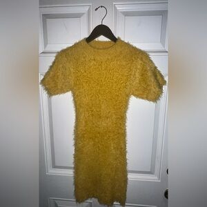 Fuzzy mustard yellow dress